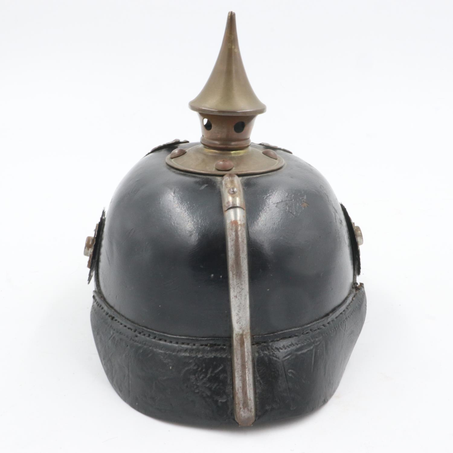 WWI Prussian NCO’s pickelhaube spiked helmet. UK P&P Group 2 (£20+VAT for the first lot and £4+VAT - Image 3 of 5