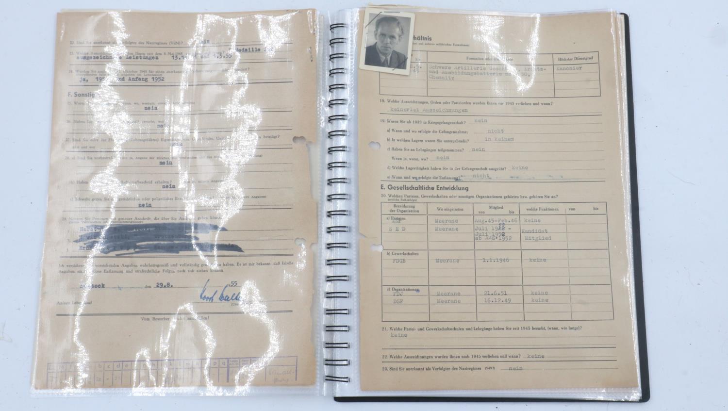 Very interesting folder of early East German DDR Government, possibly Stasi document files on WWII - Image 2 of 5