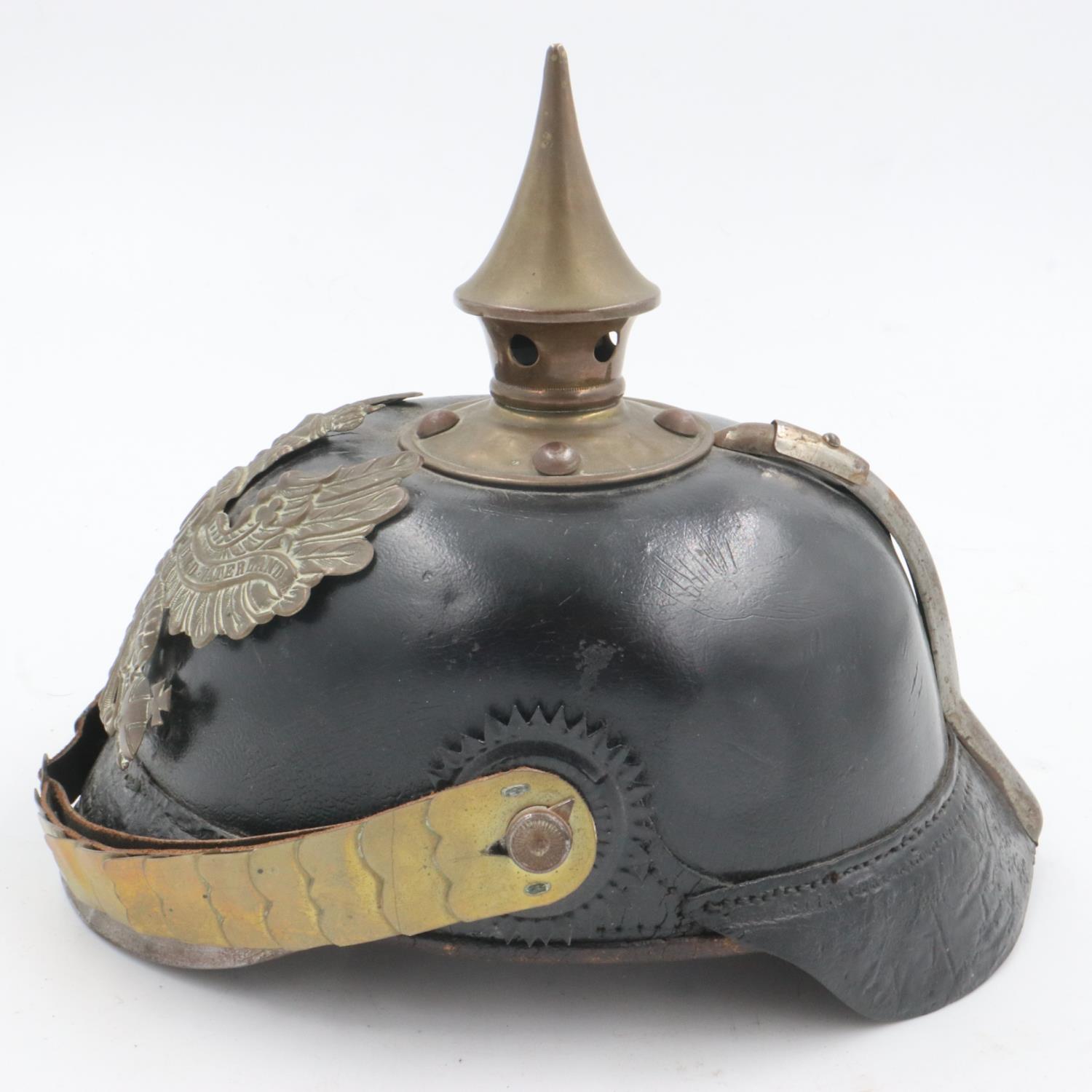 WWI Prussian NCO’s pickelhaube spiked helmet. UK P&P Group 2 (£20+VAT for the first lot and £4+VAT - Image 2 of 5