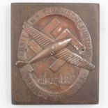 Third Reich N.S.F.G plaque, for involvement in the first rally flight over Pfingsten in 1933. UK P&P