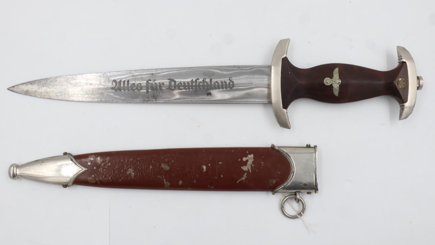 A good Third Reich RZM SA Dagger, numbered M7/2 for maker Emil Voos Waffenfabrik. UK P&P Group 2 (£