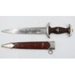 A good Third Reich RZM SA Dagger, numbered M7/2 for maker Emil Voos Waffenfabrik. UK P&P Group 2 (£