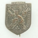 WWII Free Czechoslovak Artillery in England lapel badge dated 1942. Scarce Wartime period British