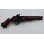 Replica flintlock double barrel shotgun pistol. Not available for in-house P&P