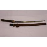 WWII Japanese Officers Type 98 Shin-Gunto sword with leather-bound steel scabbard, good Tang
