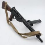 British WWII Mk V Sten gun, with removable magazine and canvas sling, deactivated to current EU