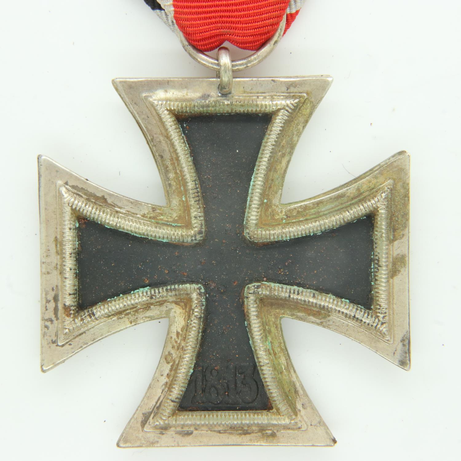 WWII German Late War Issue Iron Cross 2nd Class, of three-part construction with an iron core. UK - Image 2 of 2