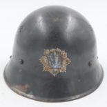 WWII captured-Czech M30 Helmet used by the German RLB (Air Raid Warden). Besides the re-cycling