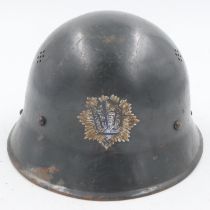 WWII captured-Czech M30 Helmet used by the German RLB (Air Raid Warden). Besides the re-cycling
