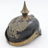 WWI Prussian NCO’s pickelhaube spiked helmet. UK P&P Group 2 (£20+VAT for the first lot and £4+VAT