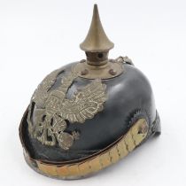 WWI Prussian NCO’s pickelhaube spiked helmet. UK P&P Group 2 (£20+VAT for the first lot and £4+VAT