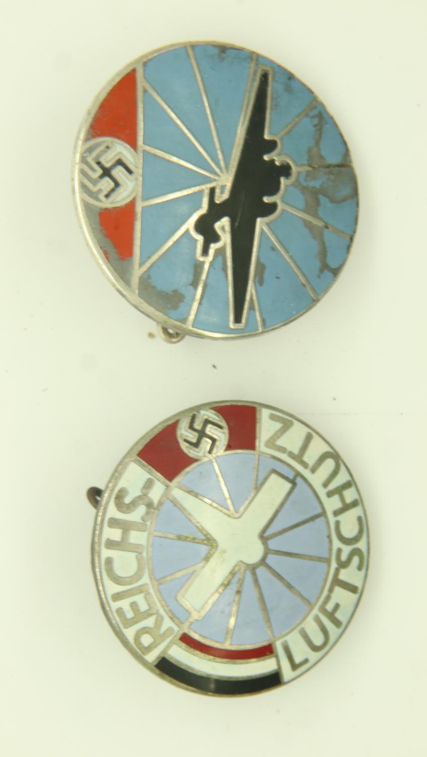 WWII German Flugmeldedienst (Aircraft Reporting Service) & German Air Raid Wardens Badges. UK P&P