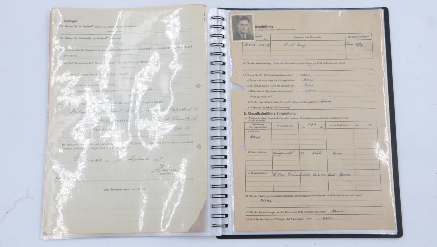 Very interesting folder of early East German DDR Government, possibly Stasi document files on WWII - Image 5 of 5