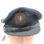 WWI British RAF officers cap with Polish Airforce officers bullion badge. UK P&P Group 2 (£20+VAT