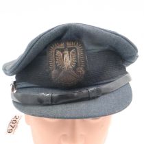 WWI British RAF officers cap with Polish Airforce officers bullion badge. UK P&P Group 2 (£20+VAT