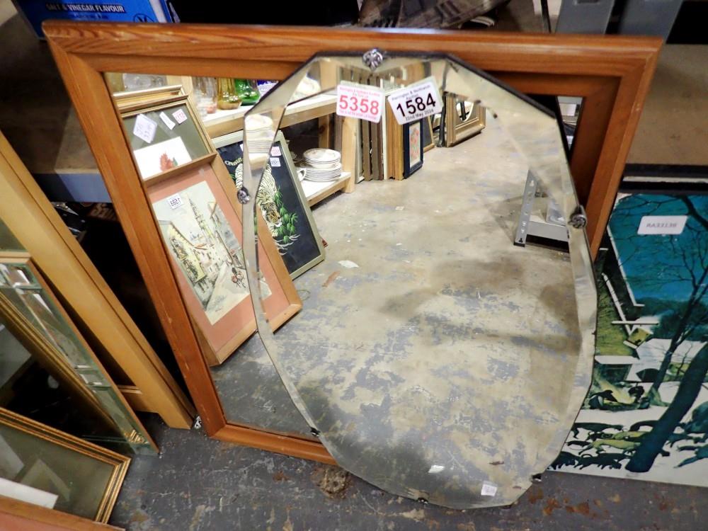 Two hanging wall mirrors, approximately 69 x 54cm. Not available for in-house P&P