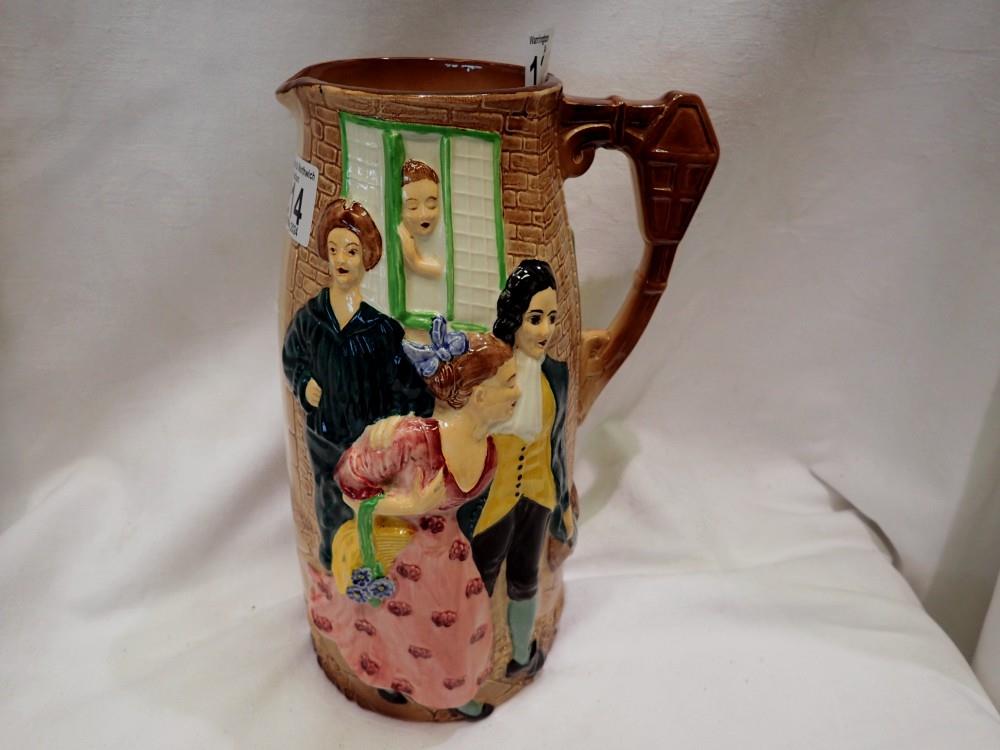 Large Burleighware jug, H: 25 cm, no cracks or chips. Not available for in-house P&P