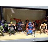 Fourteen 200X He Man figures from early 2000's, some complete and one vehicle. Not available for
