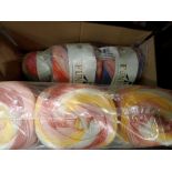 Emu fun fair wool 150g 450m packs, in different multi colour, eighteen balls in total. Not available