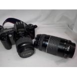 Canon EOS 500 SLR camera with zoom lenses 35 to 80 and 75 to 200. UK P&P Group 2 (£20+VAT for the