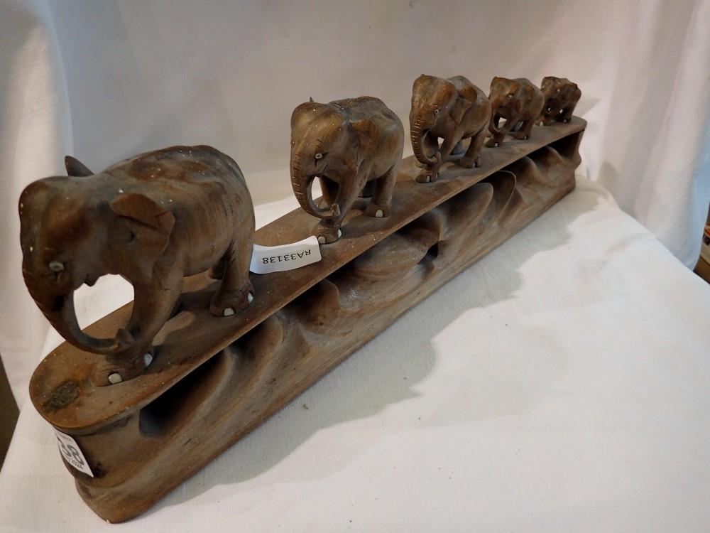 Carved wooden African elephant train. UK P&P Group 2 (£20+VAT for the first lot and £4+VAT for