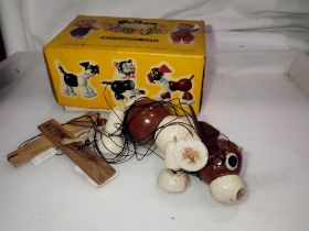 Boxed Pelham puppet Cat and a loose Dog, strings intact. Not available for in-house P&P