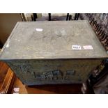 Brass bound wooden coal box. Not available for in-house P&P