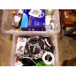Two boxes of various electrical connectors, including bulbs. Not available for in-house P&P
