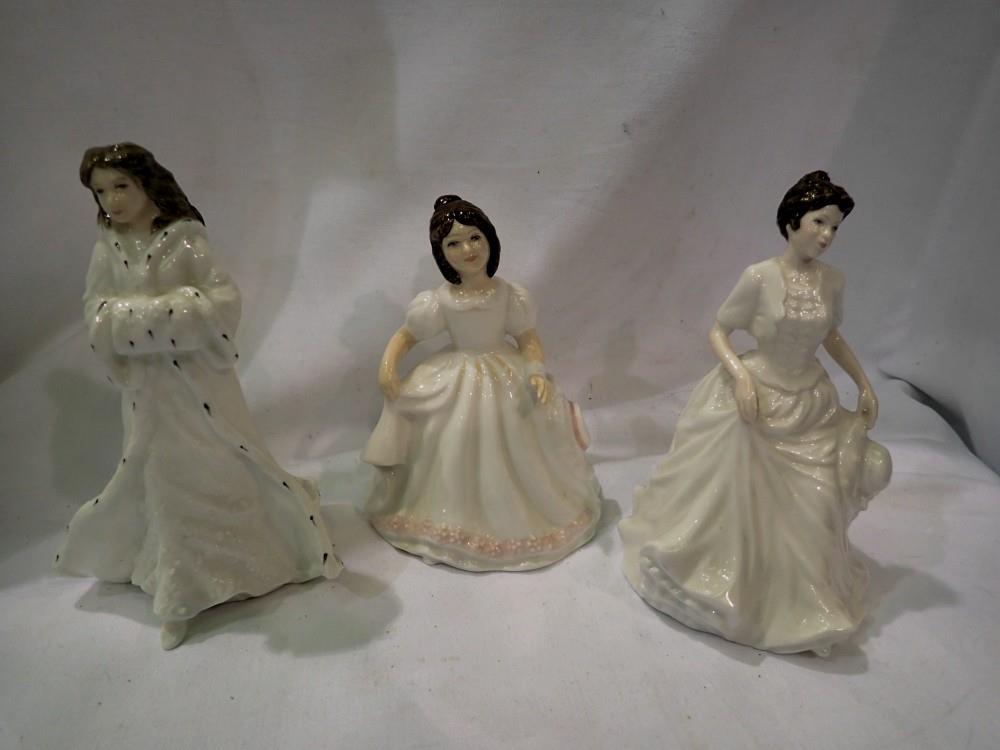 Three miniature Royal Doulton ladies. Not available for in-house P&P