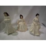 Three miniature Royal Doulton ladies. Not available for in-house P&P