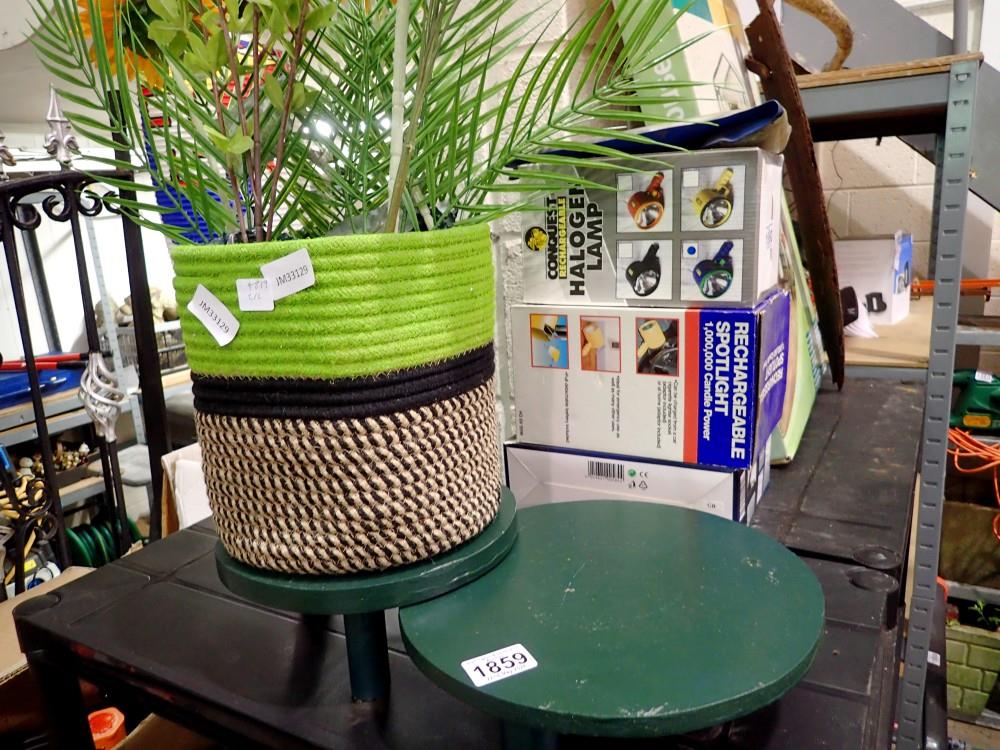 Plant stand and artificial flower. Not available for in-house P&P