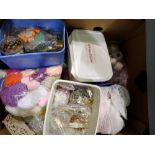 Box of mixed sewing and crafting items. Not available for in-house P&P
