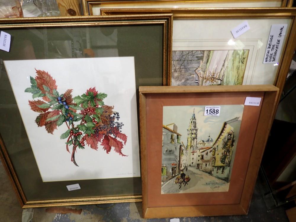 Three gilt framed watercolours. Not available for in-house P&P