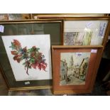 Three gilt framed watercolours. Not available for in-house P&P