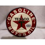 Cast iron circular Texaco wall plaque, D: 20 cm. UK P&P Group 1 (£16+VAT for the first lot and £2+