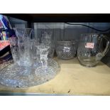 Mixed crystal jugs and vases. Not available for in-house P&P