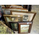 Eight mixed framed pictures and prints. Not available for in-house P&P