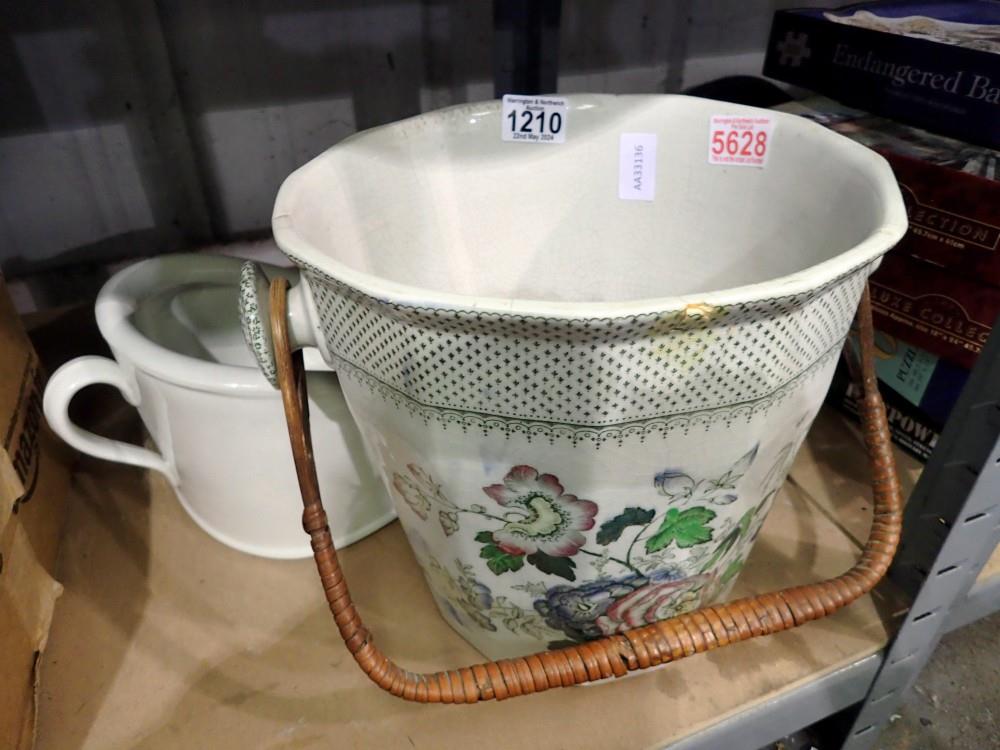 Ashworths ceramic slot bucket and a slipper bed pan. Not available for in-house P&P