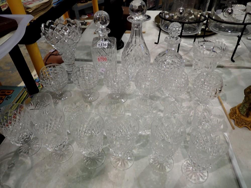 Decanters and mixed drinking glasses. Not available for in-house P&P