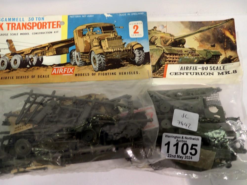 Two vintage Airfix military kits, factory sealed, Scammell Tank Transporter and a Centurion Mk8