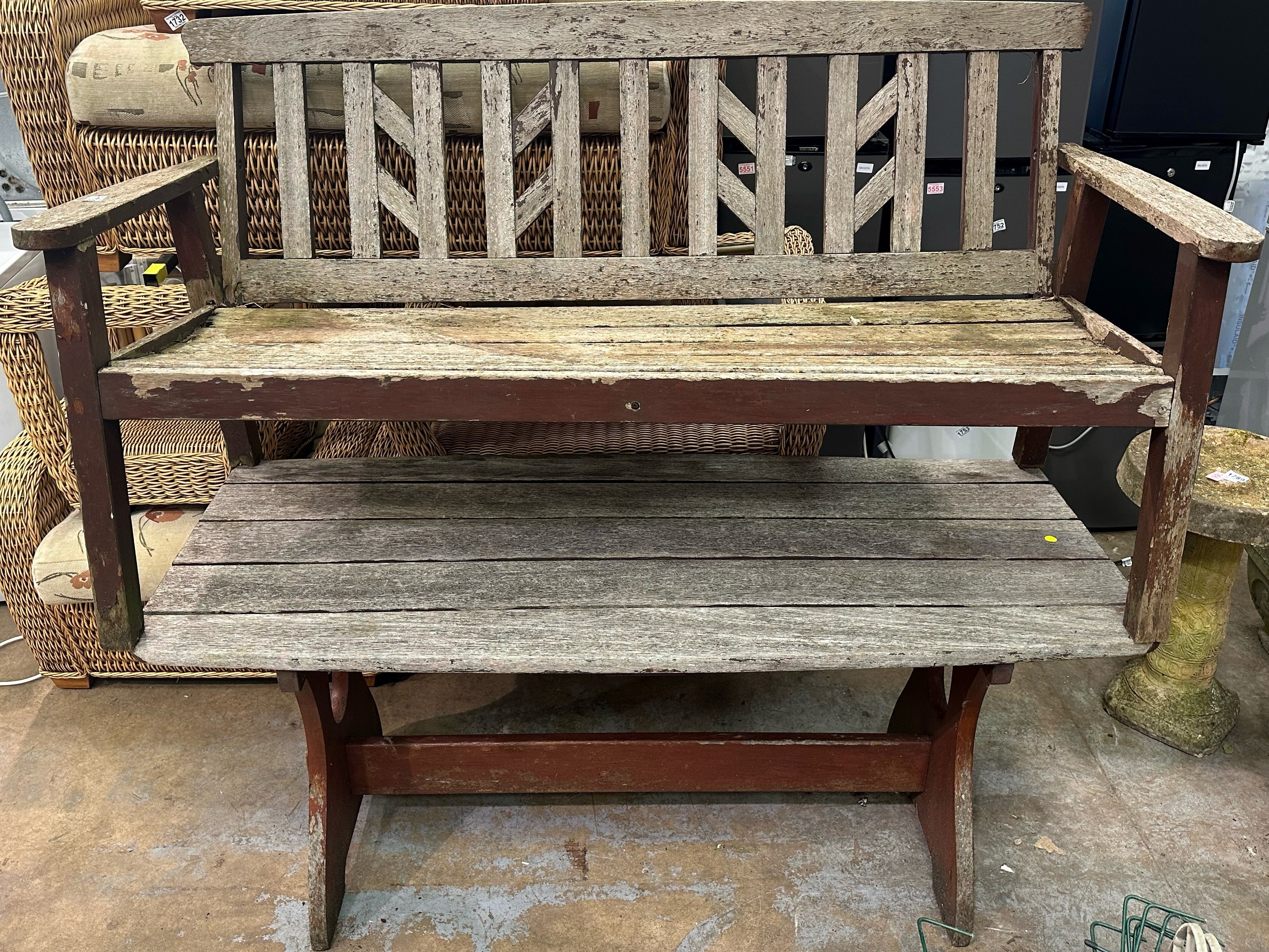 Garden bench and table. Not available for in-house P&P