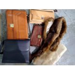 Fur muff and two mink stoles and some handbags. Not available for in-house P&P