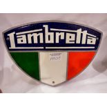 Cast iron Lambretta wall plaque sign, W: 28 cm. UK P&P Group 2 (£20+VAT for the first lot and £4+VAT