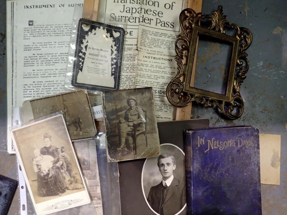 Quantity of vintage photographs and frames. Not available for in-house P&P