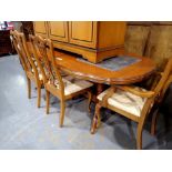 Cherry wood dining table with 4+2 chairs. Not available for in-house P&P