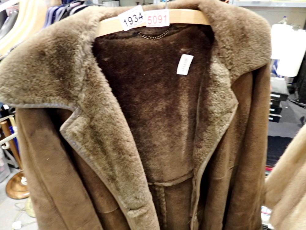 Sheepskin jacket, size large. Not available for in-house P&P