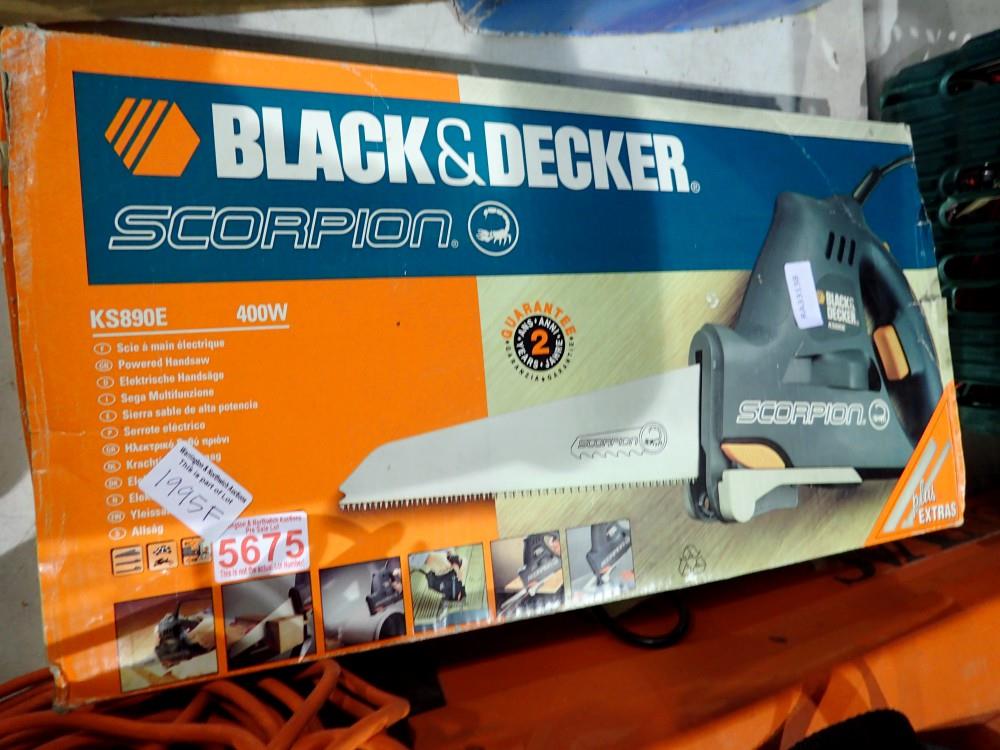 Black & Decker Scorpion saw. All electrical items in this lot have been PAT tested for safety and