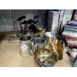 Collection of mixed metal ware. Not available for in-house P&P