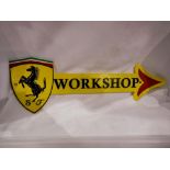 Cast iron Ferrari workshop arrow plaque, L: 45 cm. UK P&P Group 2 (£20+VAT for the first lot and £