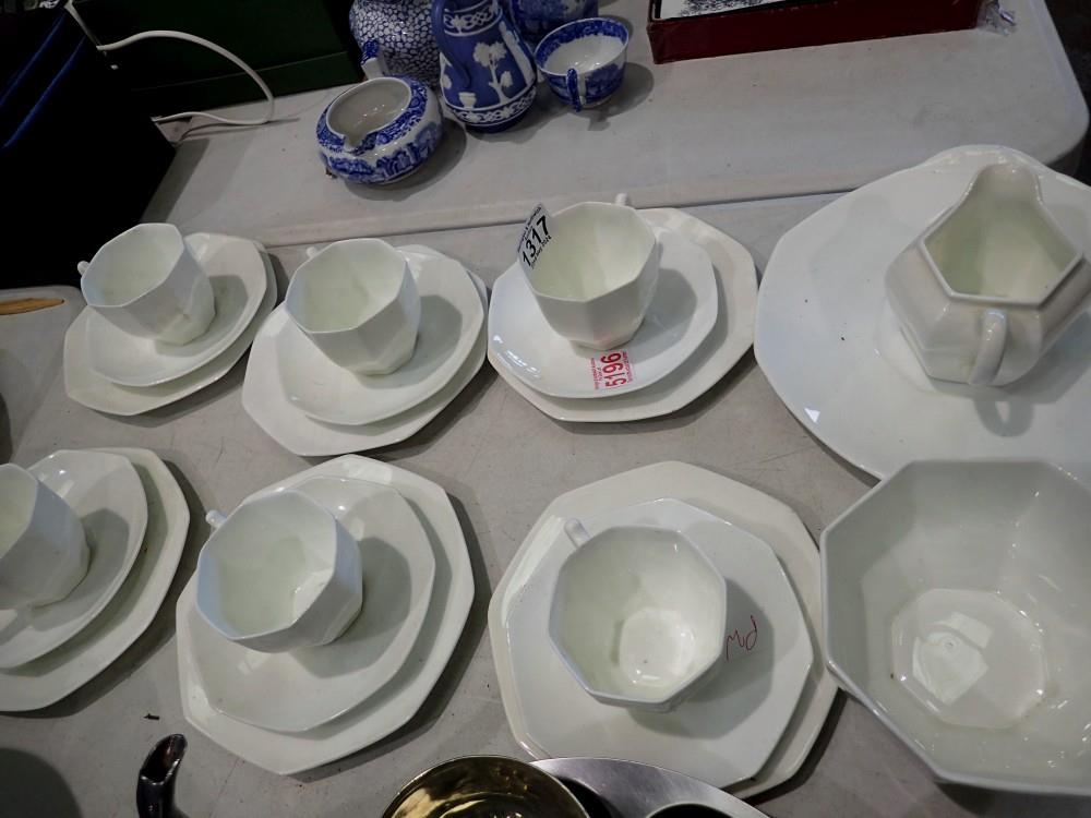 Twenty one piece Royal Doulton octagonal tea set. Not available for in-house P&P